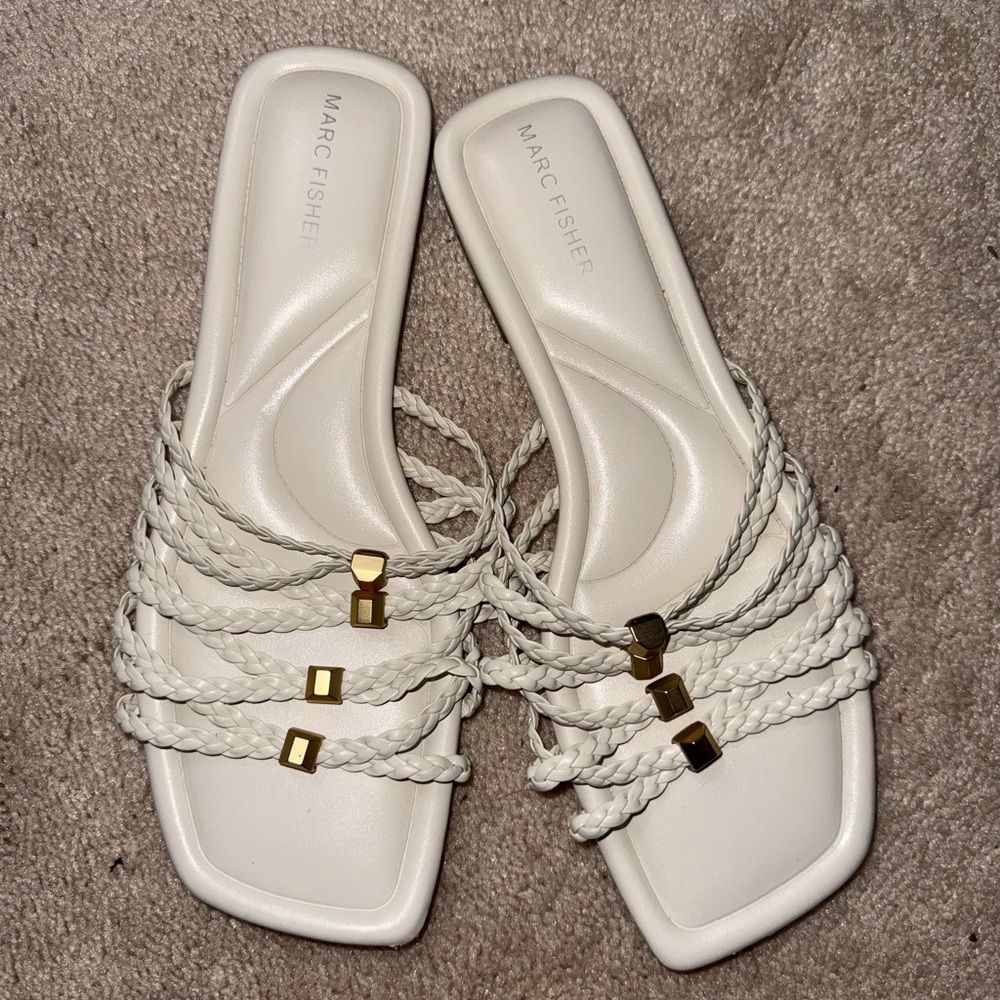 Marc Fisher Braided Sandals with Gold Accents